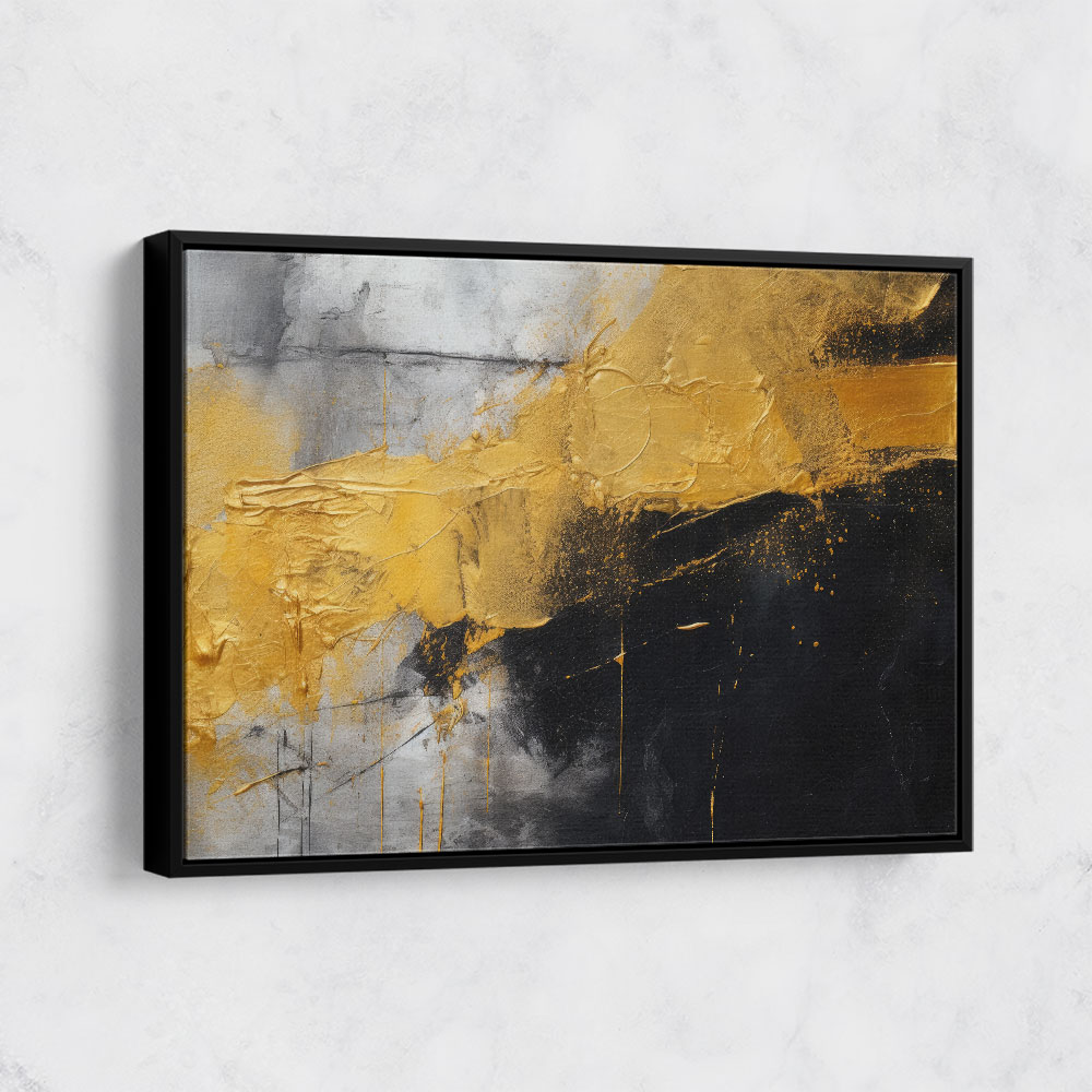 Black & Gold Texture Stoke Abstract Wall Art