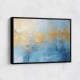 Gold Stroke on Blue Abstract Wall Art