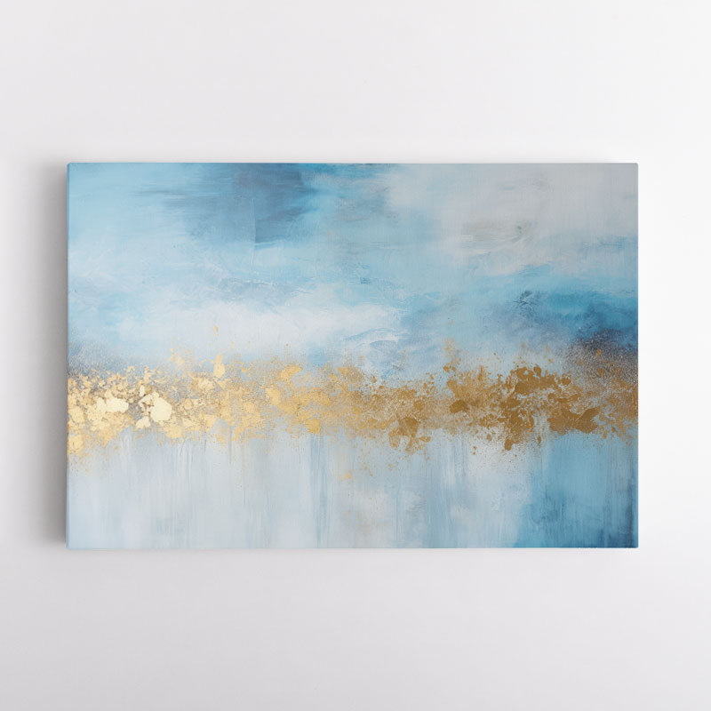 Gold Stroke on Blue Abstract 1 Wall Art