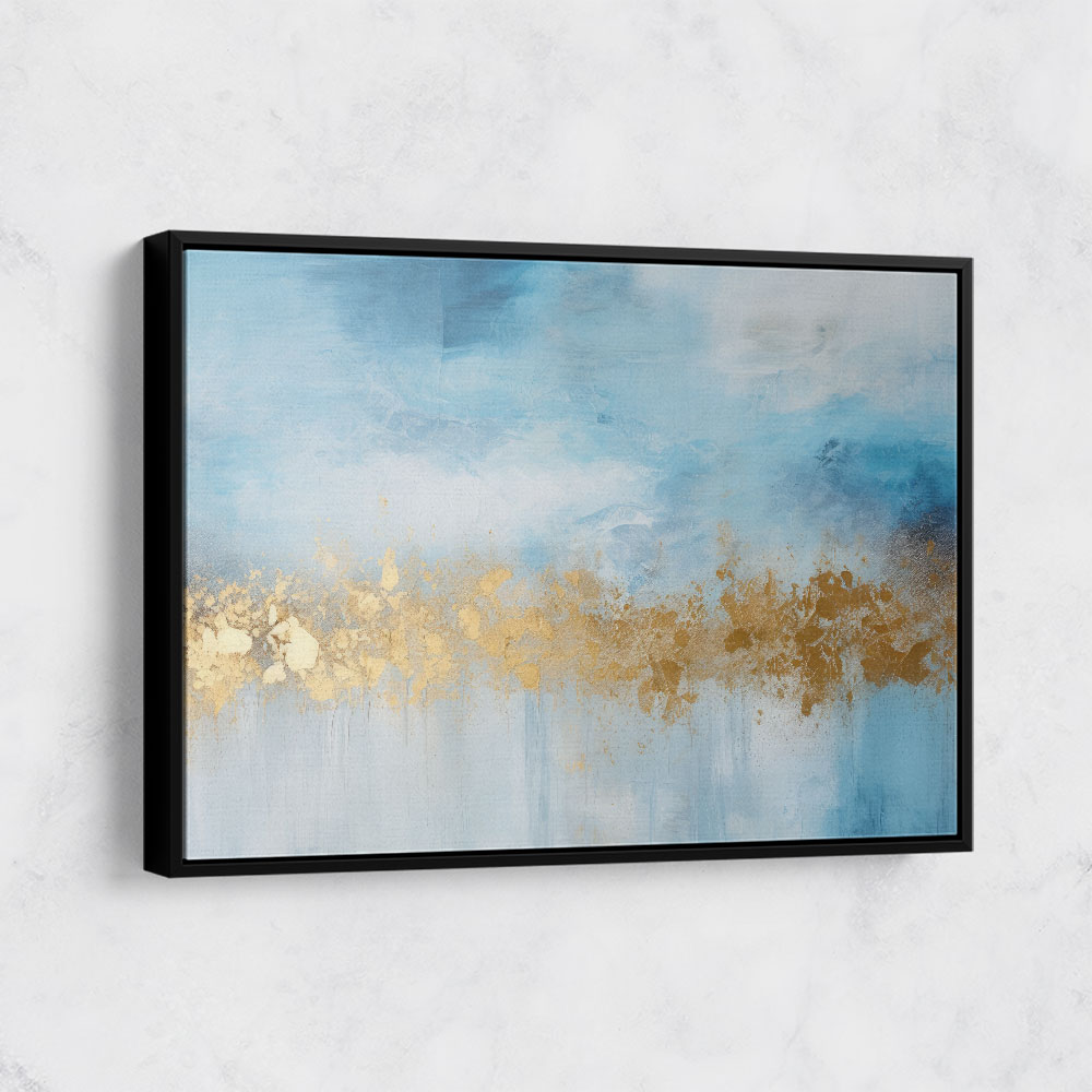Gold Stroke on Blue Abstract 1 Wall Art
