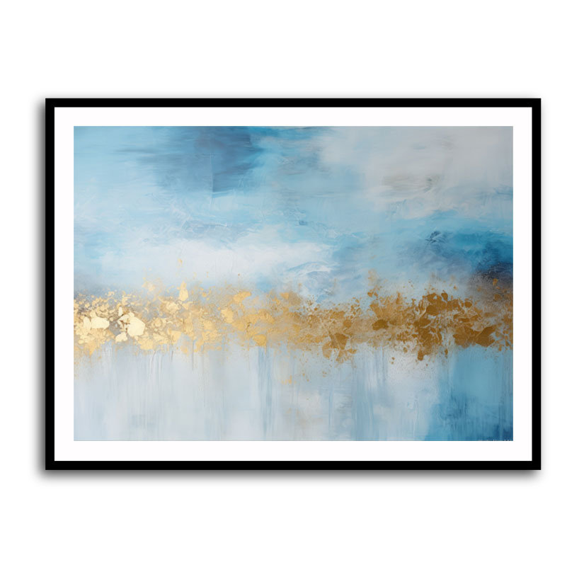 Gold Stroke on Blue Abstract 1 Wall Art