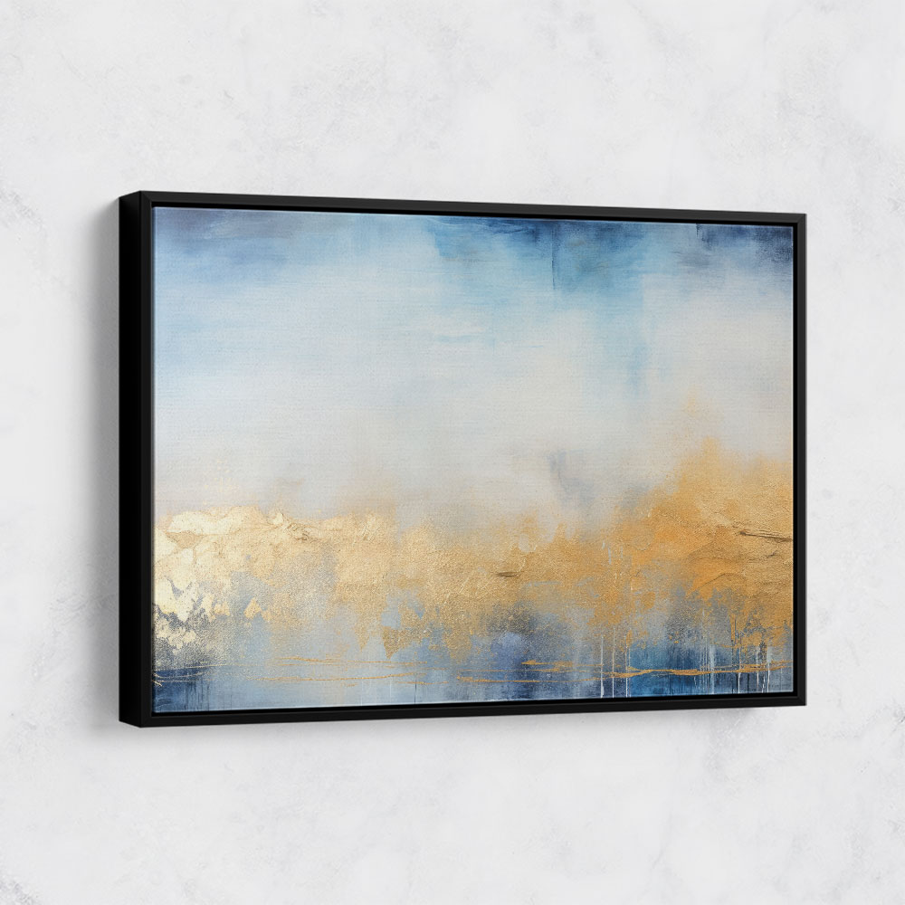 Gold Stroke on Blue Abstract 2 Wall Art