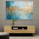 Gold Stroke on Blue Abstract 3 Wall Art