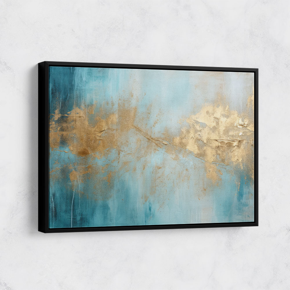 Gold Stroke on Blue Abstract 3 Wall Art
