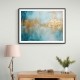 Gold Stroke on Blue Abstract 3 Wall Art