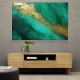 Gold Stroke on Emerald Green Abstract Wall Art
