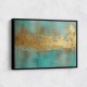 Gold Stroke on Turquoise Abstract 19 Wall Art