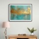 Gold Stroke on Turquoise Abstract 19 Wall Art