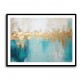 Gold Stroke on Turquoise Abstract 20 Wall Art