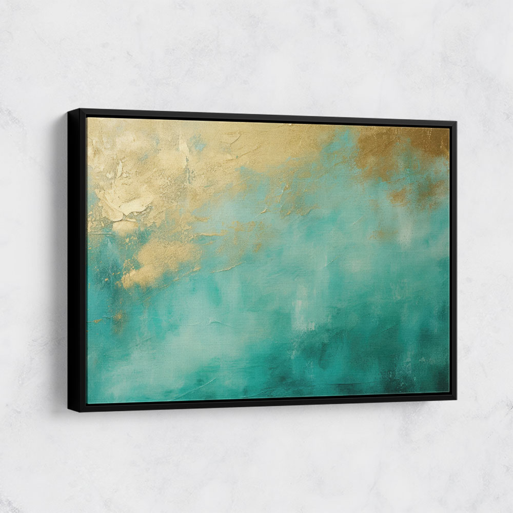 Gold Stroke on Turquoise Abstract 21 Wall Art