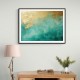 Gold Stroke on Turquoise Abstract 21 Wall Art