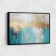 Gold Stroke on Turquoise Abstract 24 Wall Art