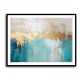 Gold Stroke on Turquoise Abstract 24 Wall Art