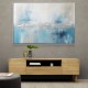 Silver Stroke on Blue Abstract Wall Art