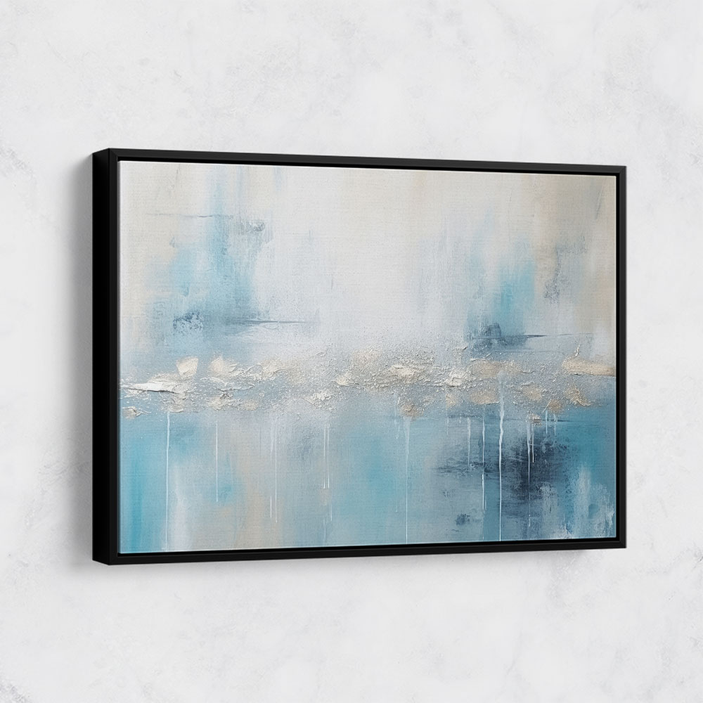 Silver Stroke on Blue Abstract Wall Art