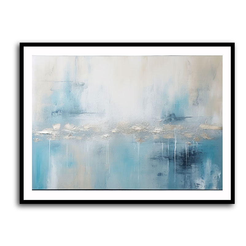Silver Stroke on Blue Abstract Wall Art