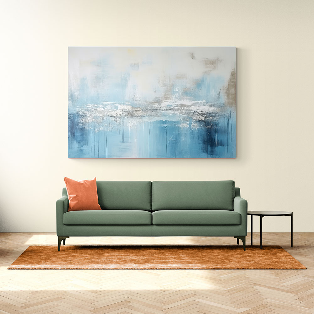Silver Stroke on Blue Abstract 2 Wall Art