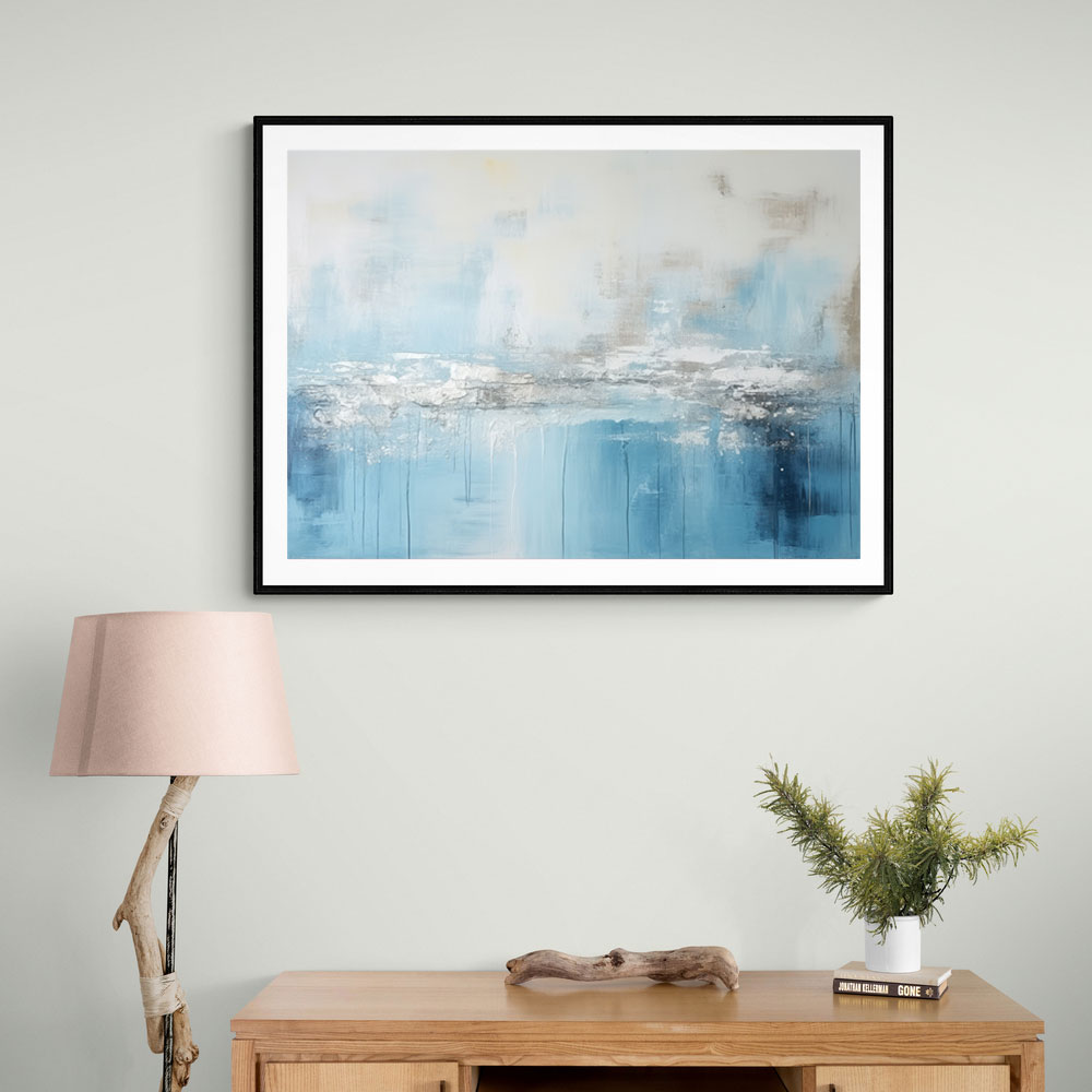 Silver Stroke on Blue Abstract 2 Wall Art