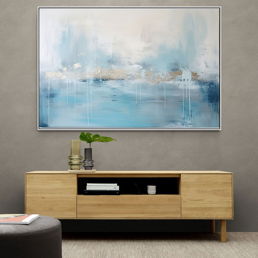 Silver Stroke on Blue Abstract 4 Wall Art