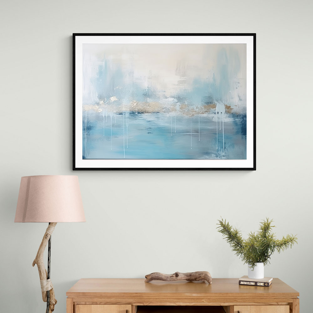 Silver Stroke on Blue Abstract 4 Wall Art