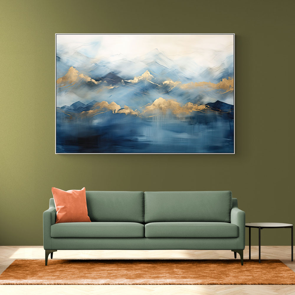 Gold Peaks On Blue Abstract Wall Art