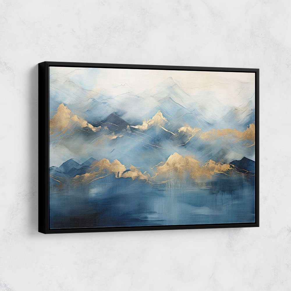 Gold Peaks On Blue Abstract Wall Art
