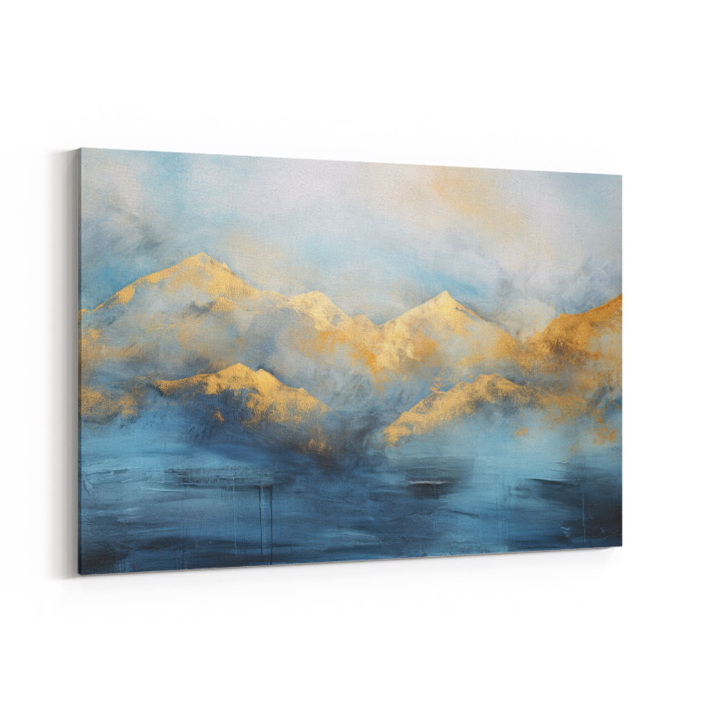 Gold Peaks On Blue 1 Abstract Wall Art