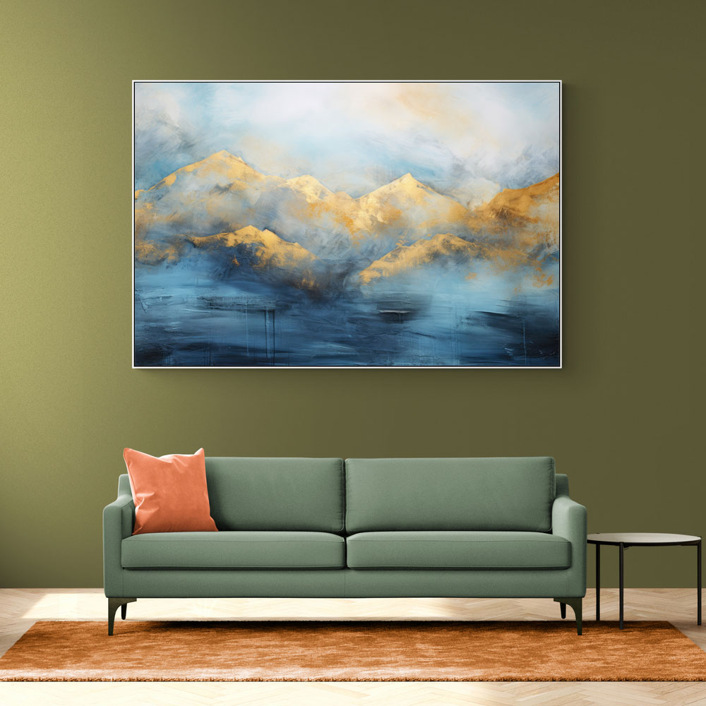 Gold Peaks On Blue 1 Abstract Wall Art