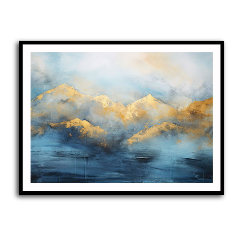 Gold Peaks On Blue 1 Abstract Wall Art