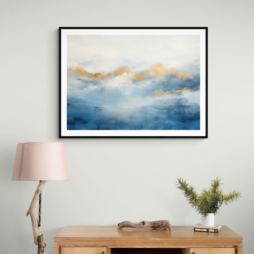 Gold Peaks On Blue 2 Abstract Wall Art