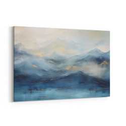 Gold Peaks On Blue 3 Abstract Wall Art