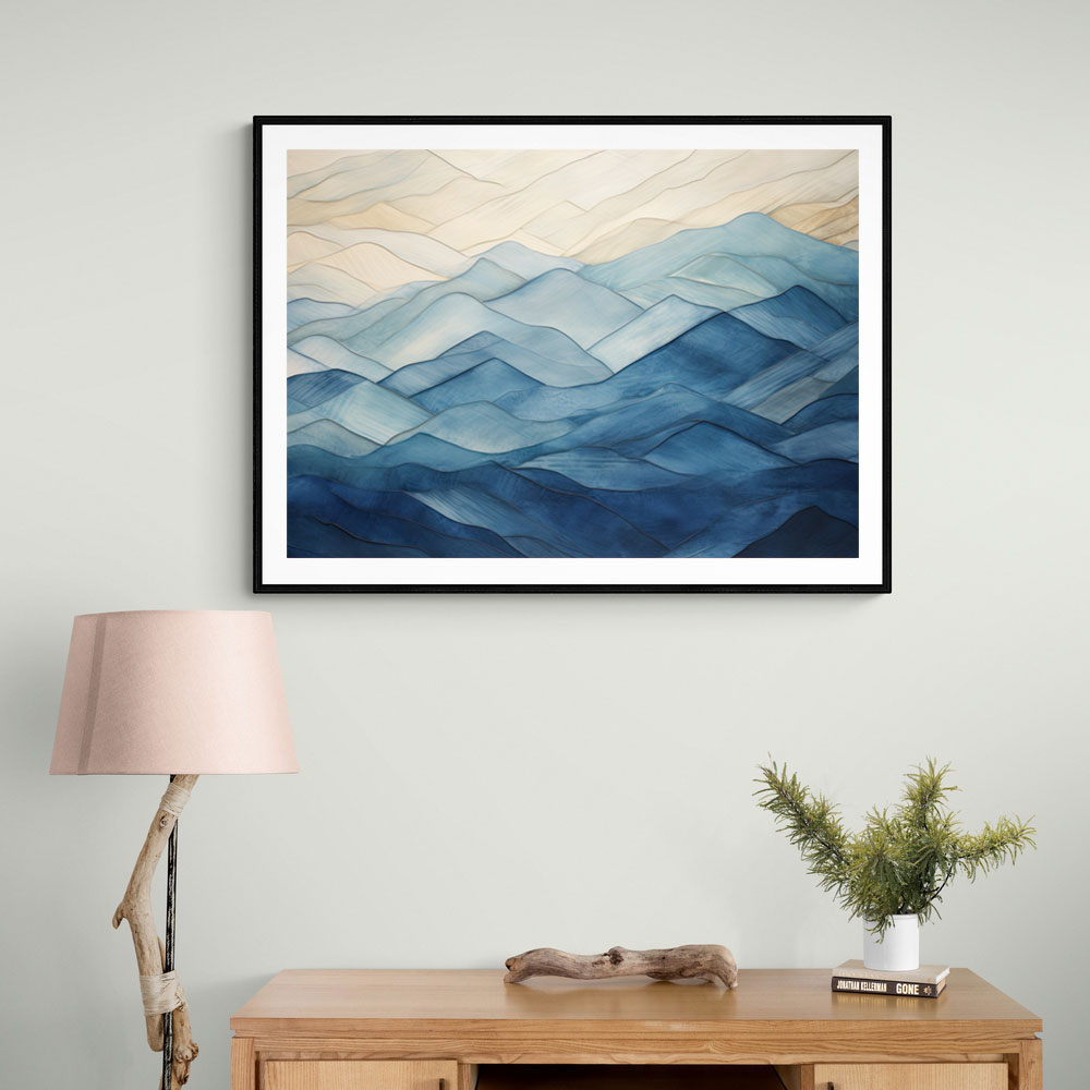 Mountains Blue Abstract 1 Wall Art