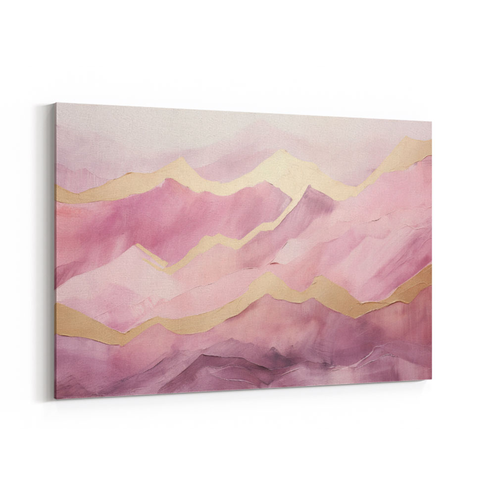 Gold Peaks On Pink Abstract Wall Art