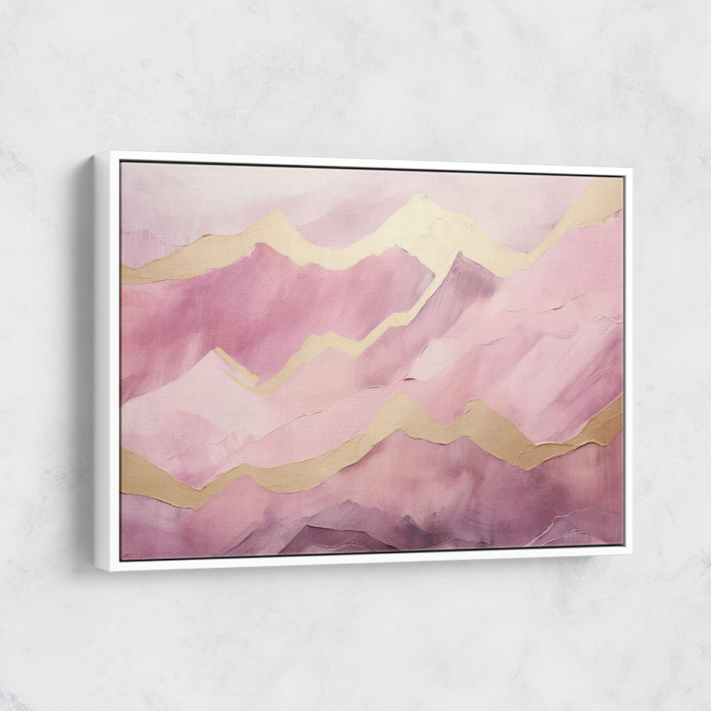 Gold Peaks On Pink Abstract Wall Art