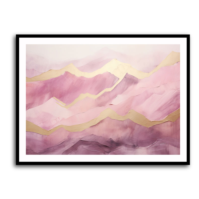 Gold Peaks On Pink Abstract Wall Art