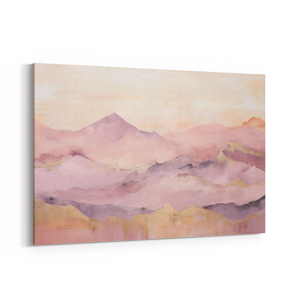 Gold Peaks On Pink Abstract 3 Wall Art