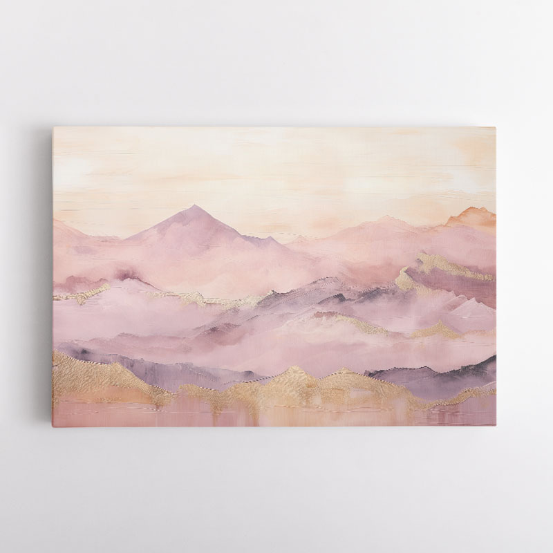 Gold Peaks On Pink Abstract 3 Wall Art