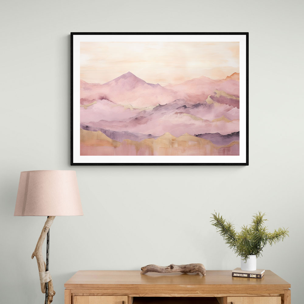 Gold Peaks On Pink Abstract 3 Wall Art