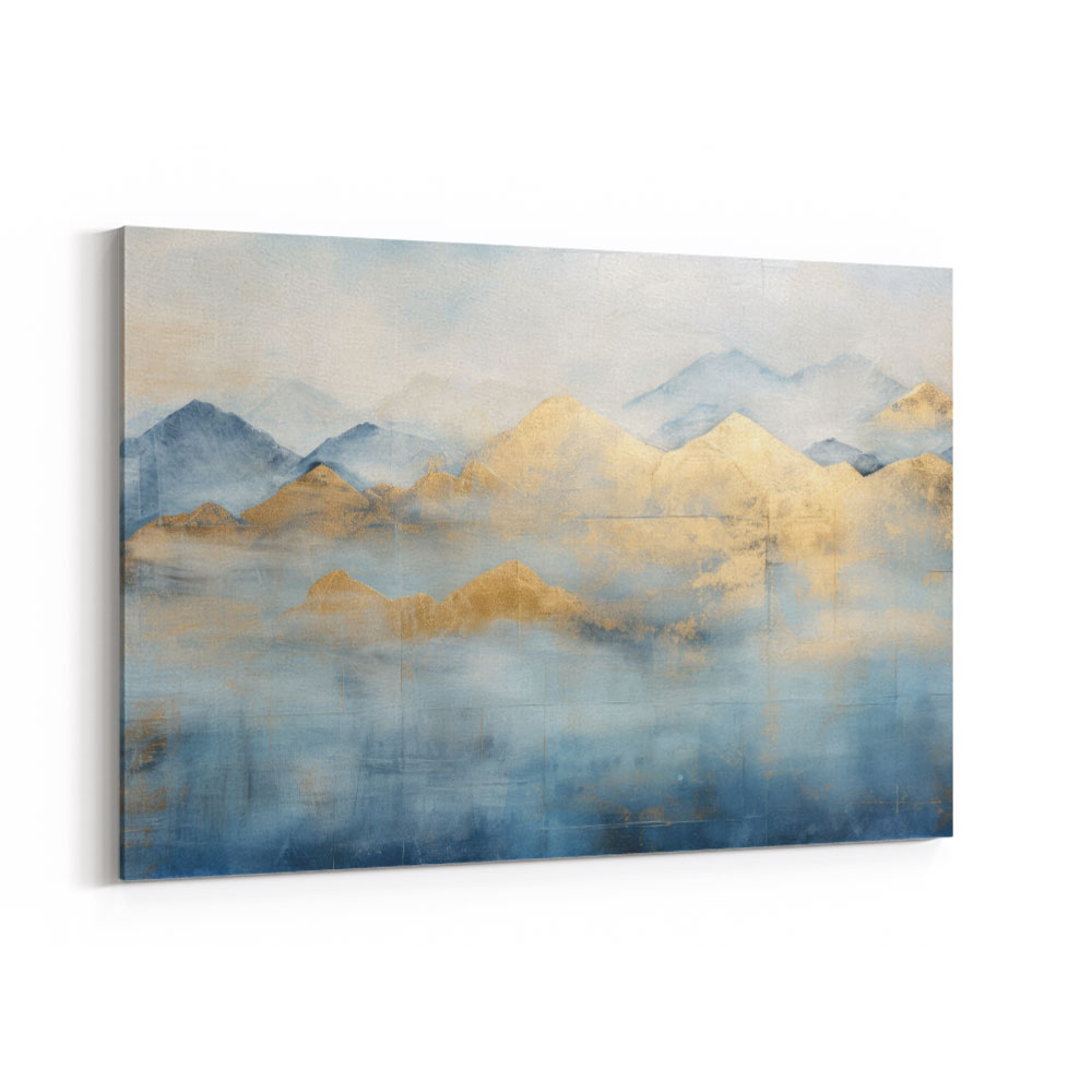 Gold Peaks On Blue 4 Abstract Wall Art