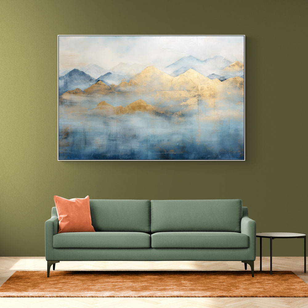 Gold Peaks On Blue 4 Abstract Wall Art