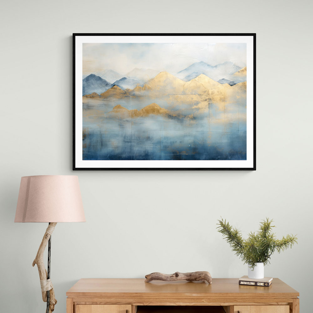 Gold Peaks On Blue 4 Abstract Wall Art