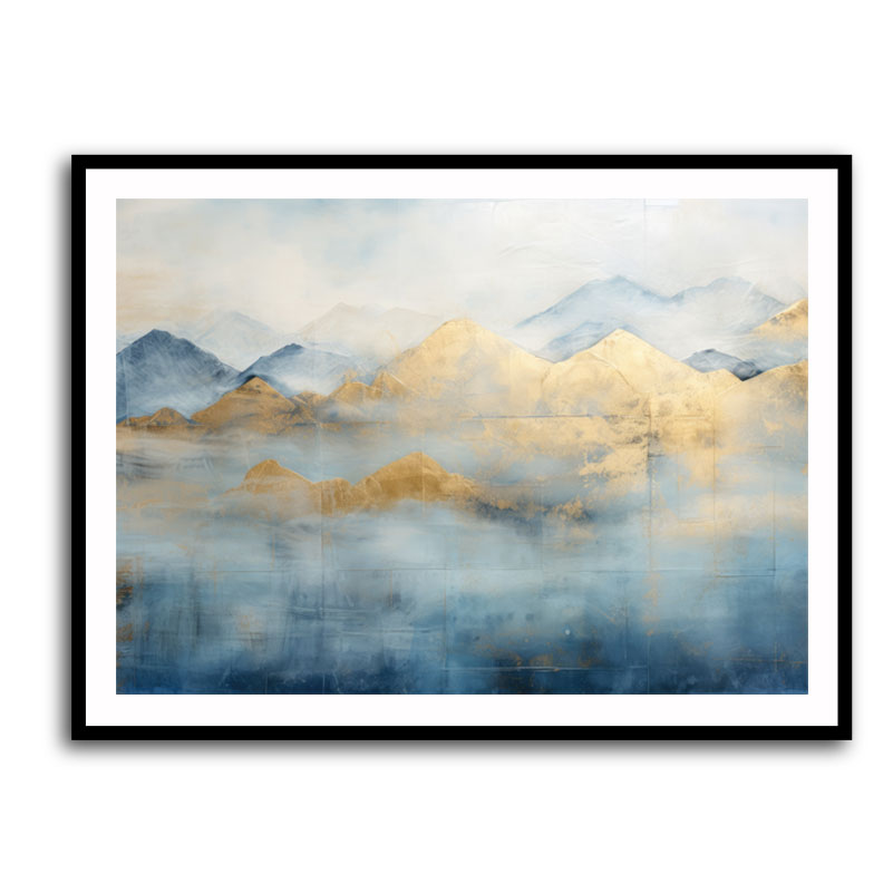 Gold Peaks On Blue 4 Abstract Wall Art