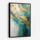Gold Stroke On Teal Abstract Wall Art