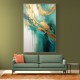 Gold Stroke On Teal Abstract Wall Art