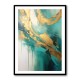 Gold Stroke On Teal Abstract Wall Art