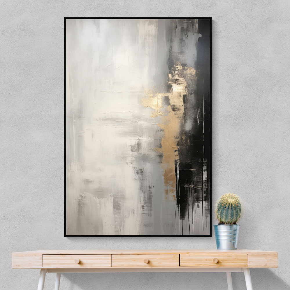 Silver Black & Gold Texture Abstract 1 Wall Art