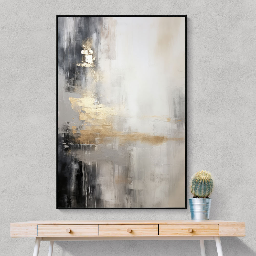 Silver Black & Gold Texture Abstract 2 Wall Art
