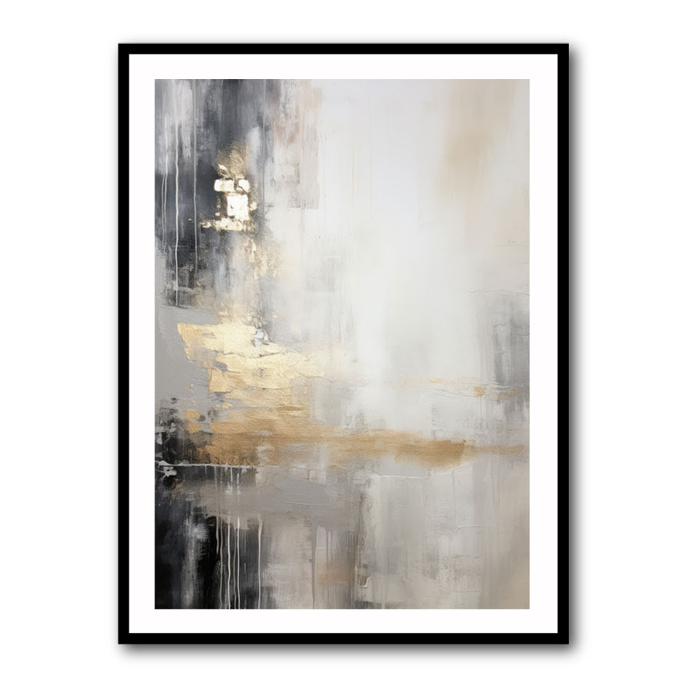 Silver Black & Gold Texture Abstract 2 Wall Art