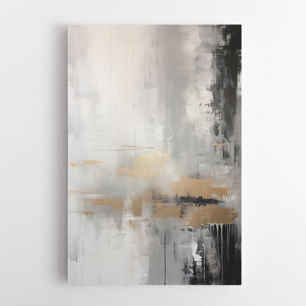 Silver Black & Gold Texture Abstract 3 Wall Art