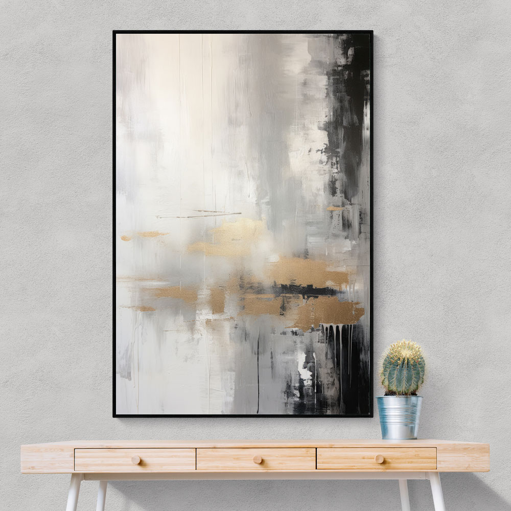 Silver Black & Gold Texture Abstract 3 Wall Art